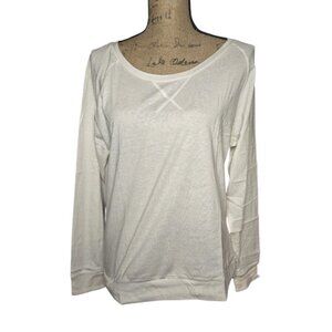 NWT poof apparel white long sleeve w/ neon specs size large